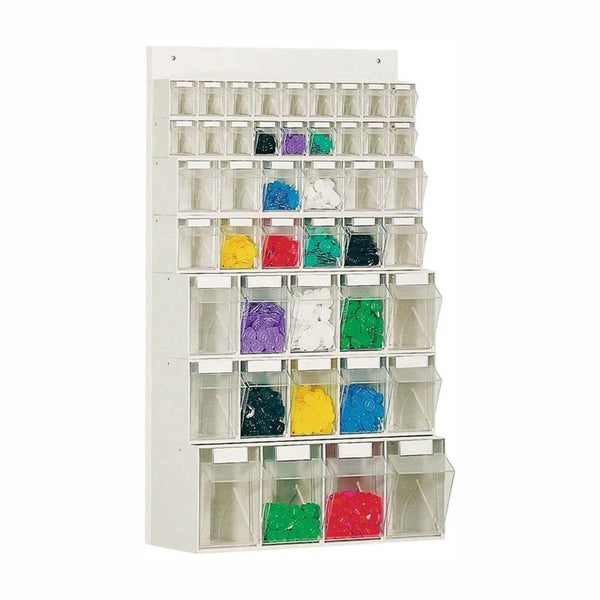 Lockweiler Klarsichtmagazin mit Holzrückwand H 960 x B 600 x T 185 mm weiß - 1564413