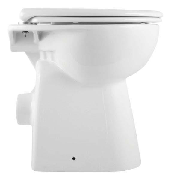 Calmwaters® Spülrandloses WC Komplettset Elements Wellness mit Toilettendeckel, erhöhtes Stand WC + 7 cm, abnehmbarer WC-Sitz mit Absenkautomatik & Schnellbefestigung, Tiefspüler, Weiß, 07AB3134