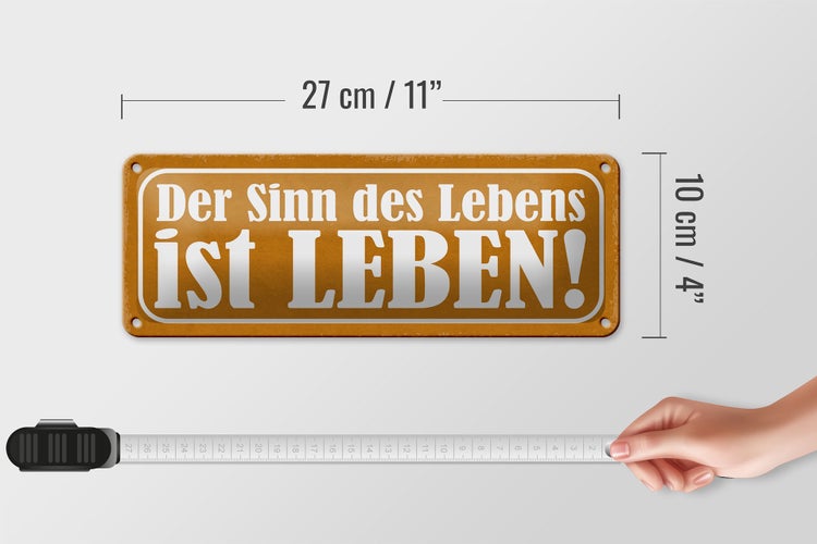Blechschild Spruch 27x10cm der Sinn des Lebens ist Leben Dekoration