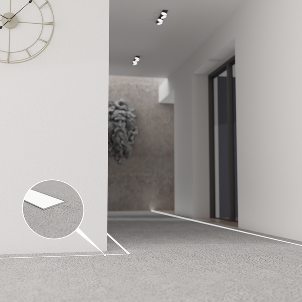 Szene eines Innenraums mit LED-Sockelleisten zur Raumbeleuchtung