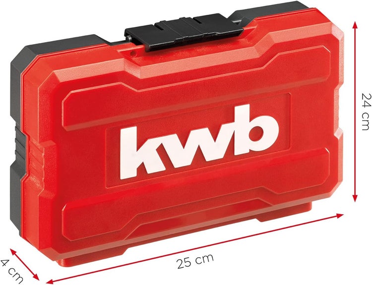 kwb Bit-Box für Impact-/ Schlagschrauber 37-teilig Bitset mit Bithalter und schlagfesten Steckschlüsseln, E C 44626 Schäfte