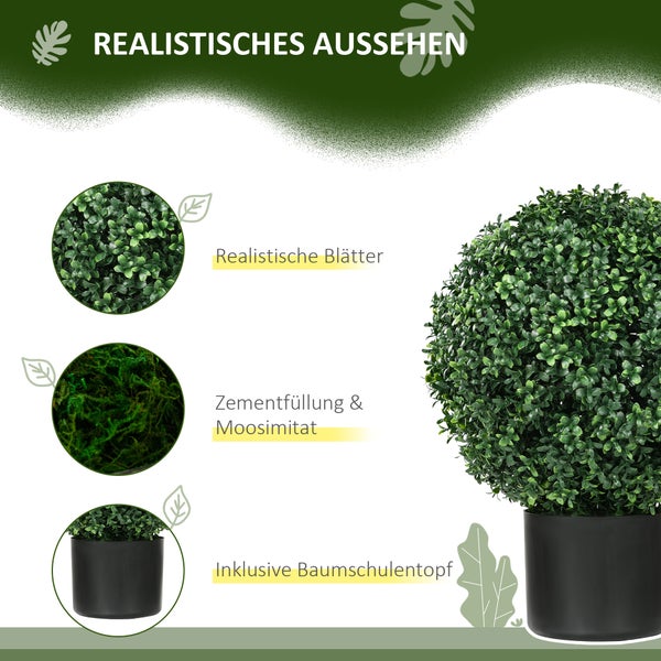 HOMCOM, Künstliche Pflanzen, Zimmerpflanze, 40L x 40B x 52H cm, PE, Grün