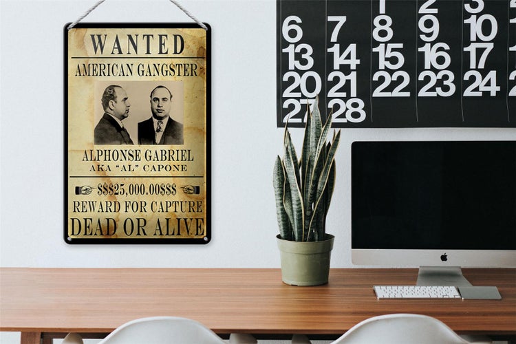 Blechschild Spruch 20x30cm wanted Alphonse Gabriel american
