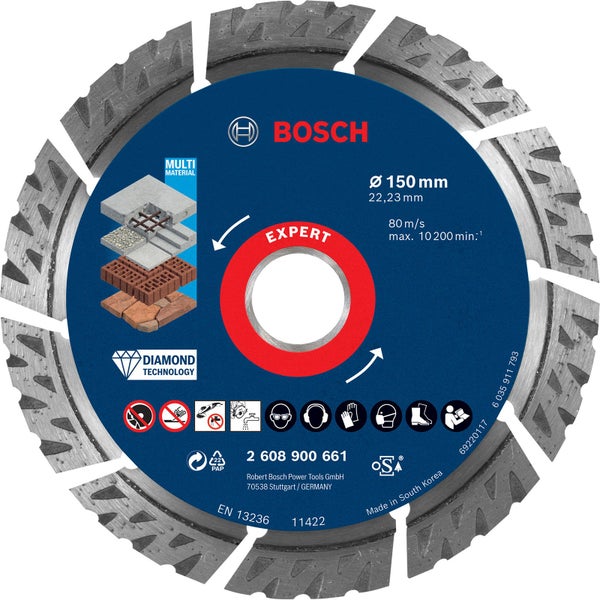 Bosch Logo Diamanttrennscheibe, Durchmesser 150 Millimeter, geeignet für verschiedene Materialien