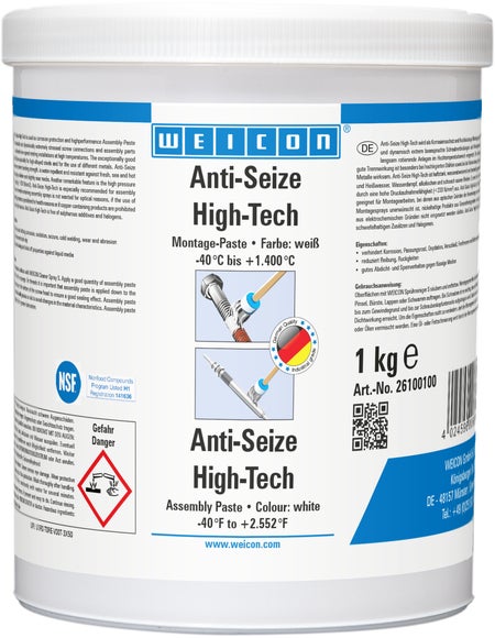 WEICON Anti-Seize High-Tech Montagepaste | metallfreie Schmier- und Trennmittelpaste | 1 kg | weiß