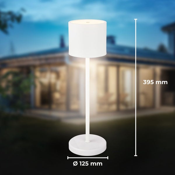 Tischlampe - 2,5W, 230lm, akku, led, dimmbar, warmweiß, weiß