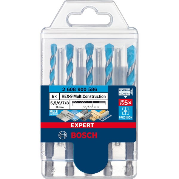 Bosch Expert HEX-9 MultiConstruction Bohrer Set, fünfteilig