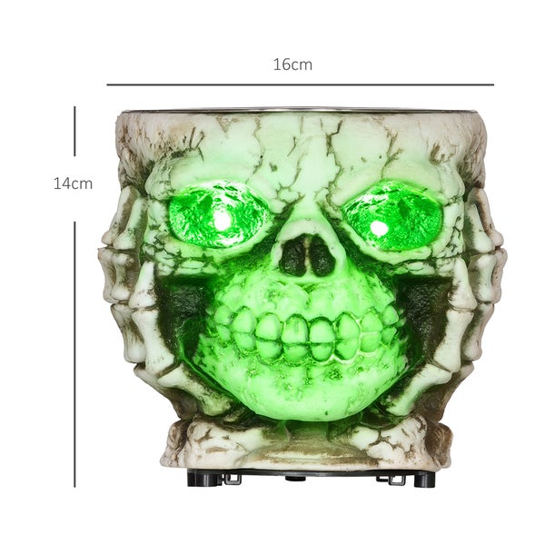 HOMCOM Halloween Dekoration Garten Skelett Decoration elektrisch Skelett-Utensilien mit Leuchtenden Augen und Furchteinflößendem Klang, Ø16cm, Edelstahl