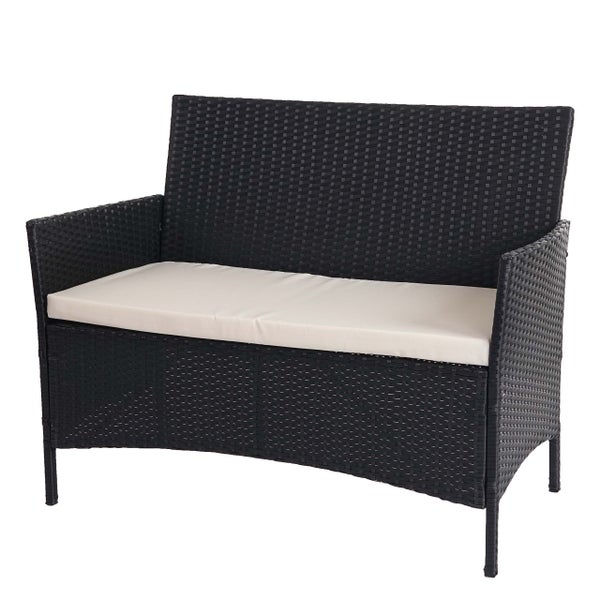 2-Sitzer Gartenbank aus Polyrattan-Geflecht inklusive Sitzkissen.