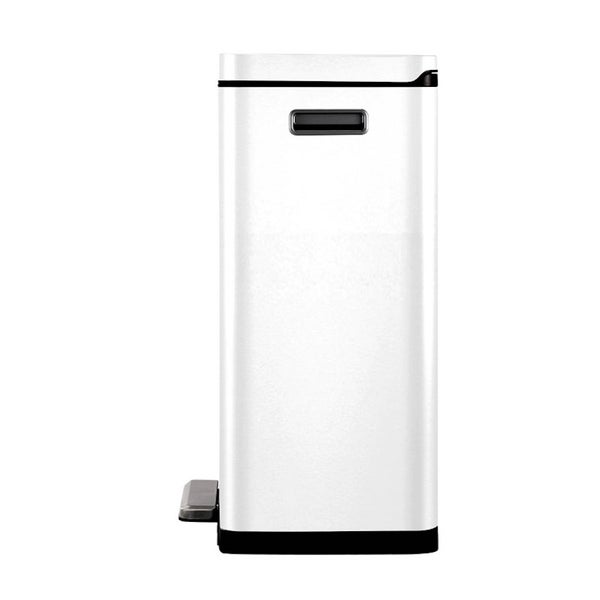 PROREGAL Stilvoller Rechteckiger Treteimer Mit Extra Breitem Pedal & Gedämpften Stay Open Deckel HxBxT 65,2 x 43,3 x 33,4 cm 20 & 20 Liter Weiß