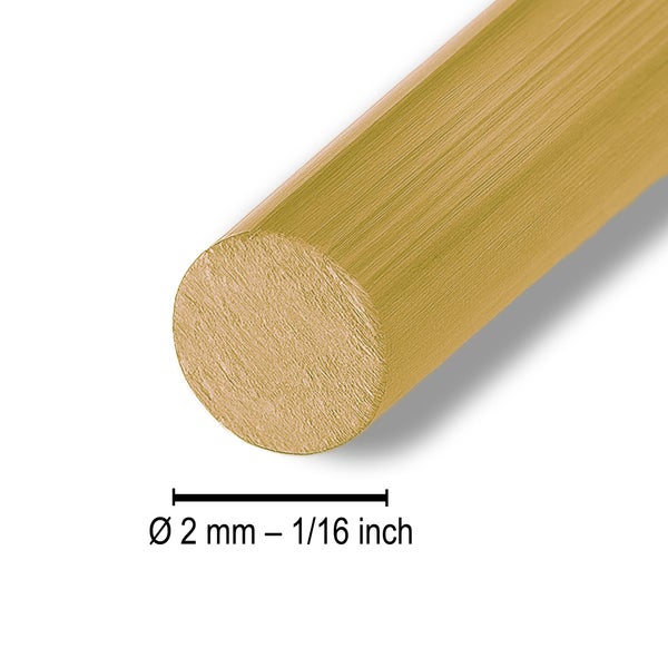 Rundstab aus Messing mit einem Durchmesser von 2 Millimeter.