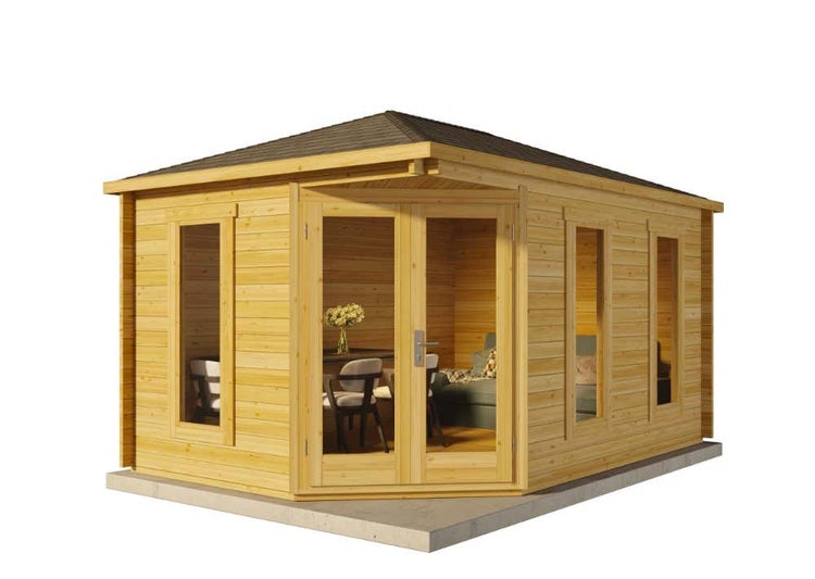 Alpholz 5-Eck Gartenhaus Modell Lido-40 aus Holz Holzhaus, 40 mm Wandstärke, Blockbohlenhaus - Mit Schutz-Imprägnierung