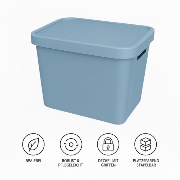 Aufbewahrungsbox mit Deckel, BPA-frei, robust und stapelbar