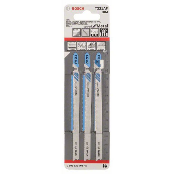 Bosch Stichsägeblatt T 321 AF Speed for Metal, 3er-Pack - 2608636704