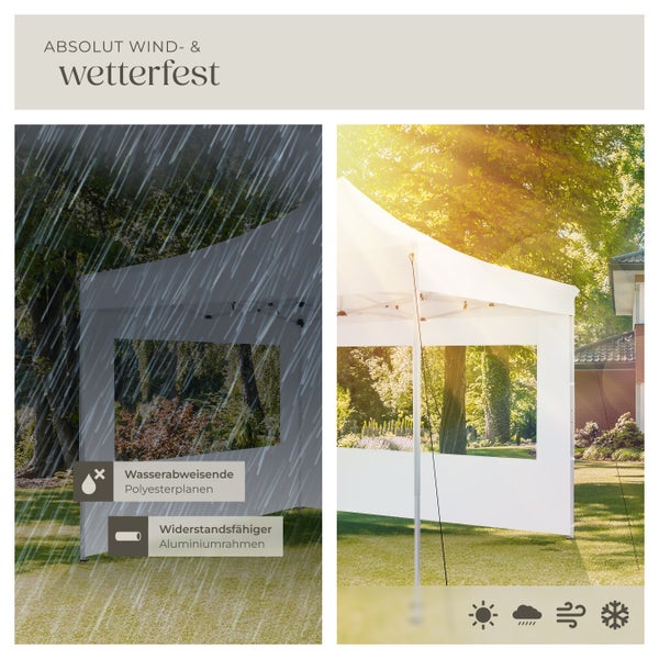 Pavillon tectake Olivia inklusive Spannseilen, Heringen und Tragetasche 3 x 3 m, mit Aluminiumgestell weiß