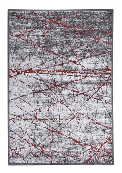 Moderner Kurzflorteppich Oreilia Silber/Rot 160x235 cm