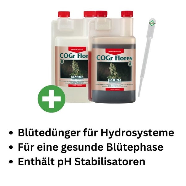 Canna COGr Flores A&B 10L – Zwei-Komponenten-Dünger für Kokos-Substrat – Optimale Nährstoffversorgung für üppige Blüten – Perfekt für die Blütephase – Präzise Dosierung für maximale Blütenproduktion