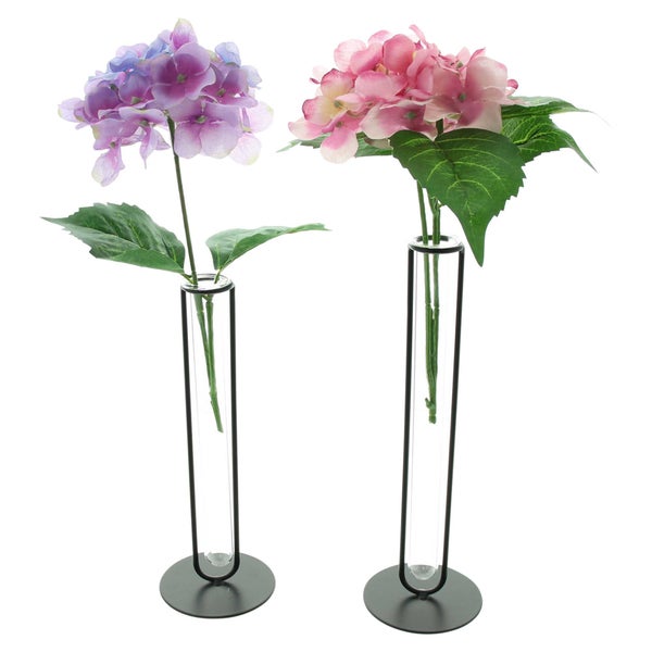FRANK FLECHTWAREN | Vase Modern Living, 2er Set, METALL, GLAS, 7,9 x 7,9 x 21,5 cm, 7,9 x 7,9 x 24 cm
