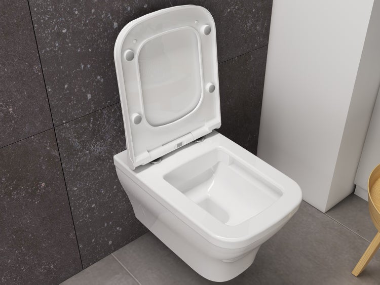 Aqua Bagno Design Hänge-Dusch-WC Silk – Spülrandlos – mit Bidetfunktion – Softclose-Sitz