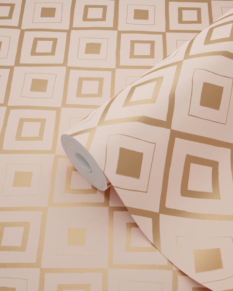 Tapetenrolle mit grafischem Quadratmuster