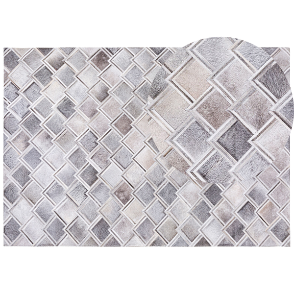 Teppich AGACLI 160 x 230 cm Echtleder Grau