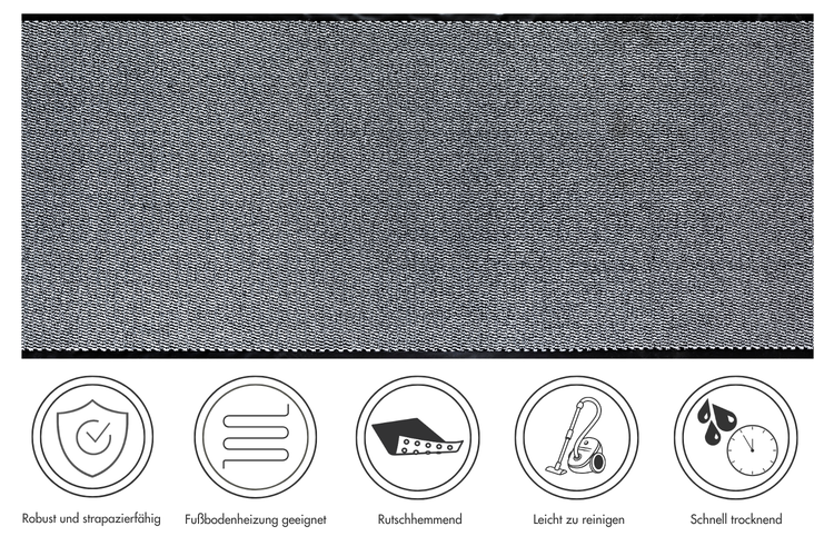 Fußmatte Easy Läufer 90 x 250 cm in Hellgrau