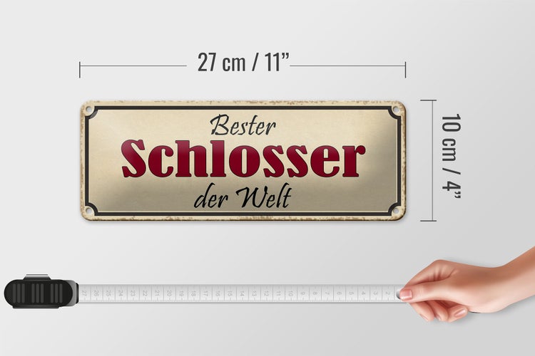 Blechschild Spruch 27x10cm bester Schlosser der Welt Arbeit Dekoration