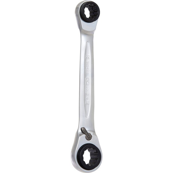 KS TOOLS 4 in 1 GEARplus umschaltbar Doppel-Ratschenringschlüssel 21 x 22 x 24 x 27 mm - 503.4553