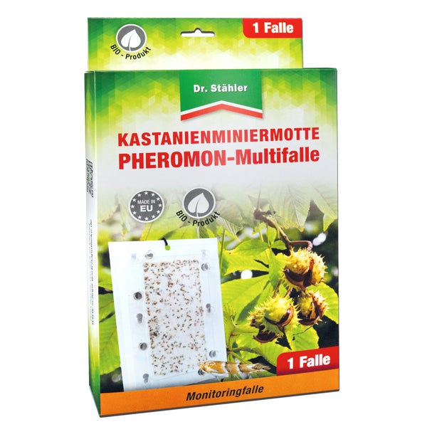 Effektive Kastanienminiermotten-Pheromonfalle zur biologischen Schädlingsbekämpfung – Wetterfeste Multifalle mit Lockstoff – für Kastanienbäume in Garten, Park & Stadtgrün
