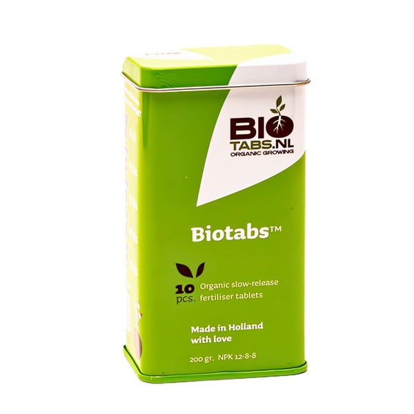 Biotabs organischer Langzeitdünger als Tabletten in einer Metalldose, 10 Stück, 200 Gramm, NPK 12-8-8.