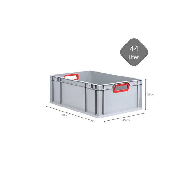 PROREGAL Spar Set 5x Eurobox Nextgen Color Mit Auflagedeckel & Schiebeschnappverschlüsse HxBxT 22 x 40 x 60 cm Griffe Rot Offen Verstärkter Boden