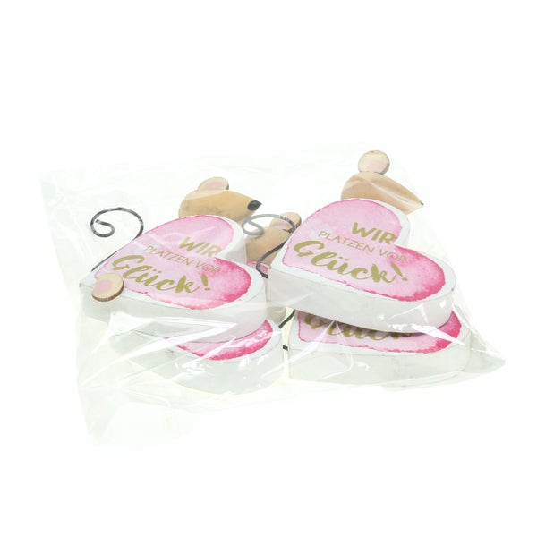 Dekoration mit Herzen und Mäusen im Beutel