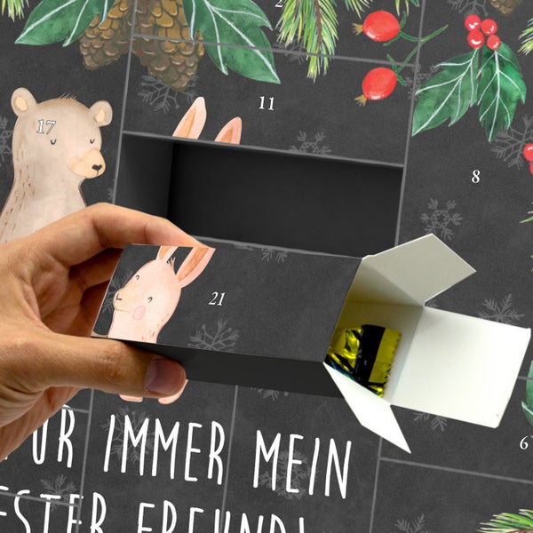 Mr. & Mrs. Panda Befüllbarer Adventskalender Bär und Hase Umarmen - Schwarz