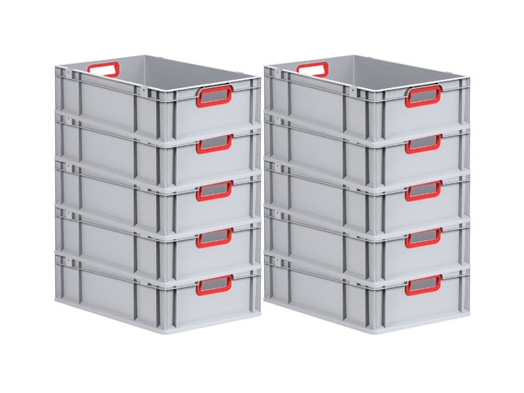 PROREGAL Eurobox Nextgen Color HxBxT 17 x 40 x 60 cm 34 Liter Griffe Rot Offen Glatter Boden Eurobehälter Transportbox