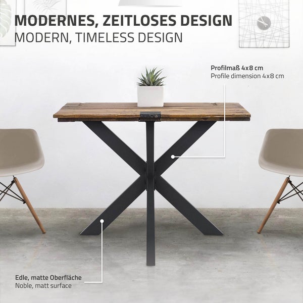 ML-Design Tischgestell Spider 85x71x85 cm, Schwarz, Kreuzgestell Kreuz X-Design Tischfüße Möbelfüße, Schwerlast Tischkufen Stahl, Metall Tischbeine, DIY Esstisch, Industriedesign, einfache Montage