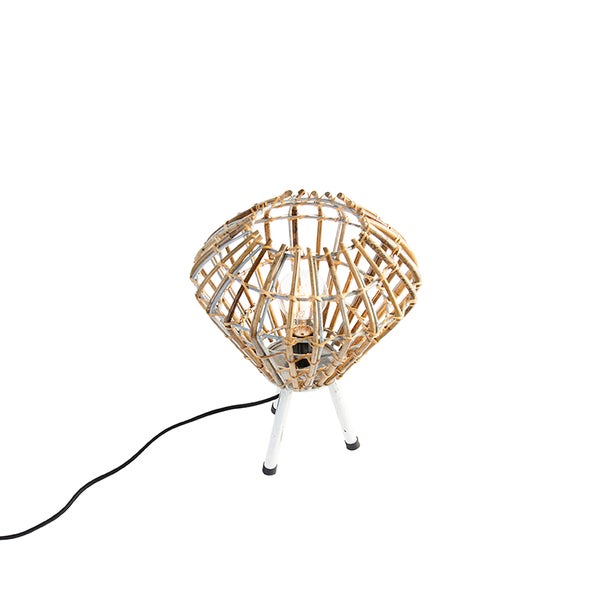 Tischleuchte aus Rattan mit Stativfuß