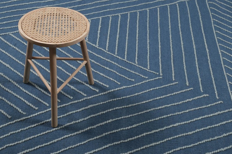 Kelim Teppich Blau Ocean Lines WECONhome 80x150 cm