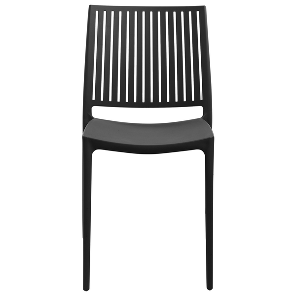 Stapelstuhl aus Kunststoff mit Lamellen-Rückenlehne in Schwarz