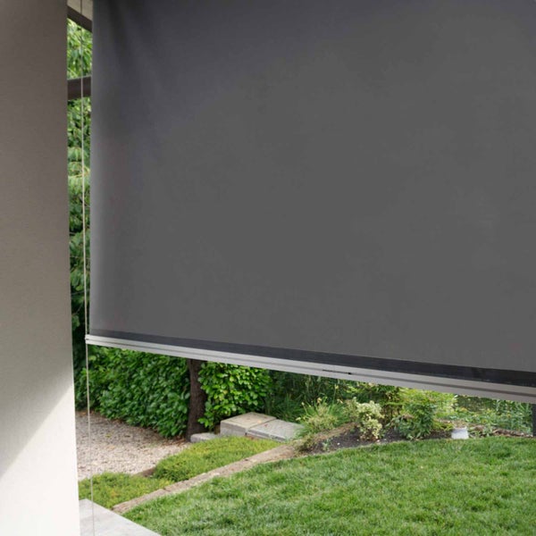 Senkrechtmarkise mit Seilführung Purishade Blickdicht Graphite 180X250cm mit Handkurbel - Maanta® Reef Roll
