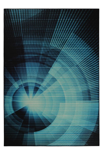 Gewebter Gamerteppich bedruckt Blau Schwarz Cyber Swirl WECONhome 110x160 cm