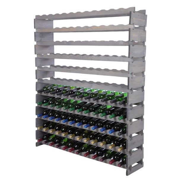 Weinregal VINOTECA FLEX PRO HxBxT 149x123x28cm 132 Flaschen auf 11 Ebenen Massives Kiefernholz Grau