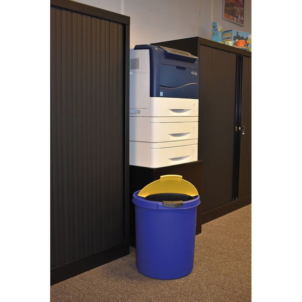 PROREGAL SparSet 4x Klassischer Runder Papierkorb aus Kunststoff 30 Liter HxDurchmesser 41 x 37,5 cm Blau