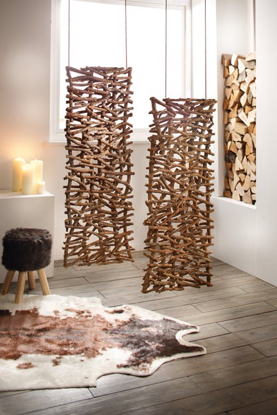 FRANK FLECHTWAREN | Holzdeko Rustikal, RATTAN, RATTAN, ca. 40 x 108 cm