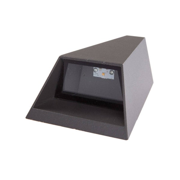 Moderne Wandaußenleuchte in Anthrazit, keilförmiges Design mit integrierter LED.
