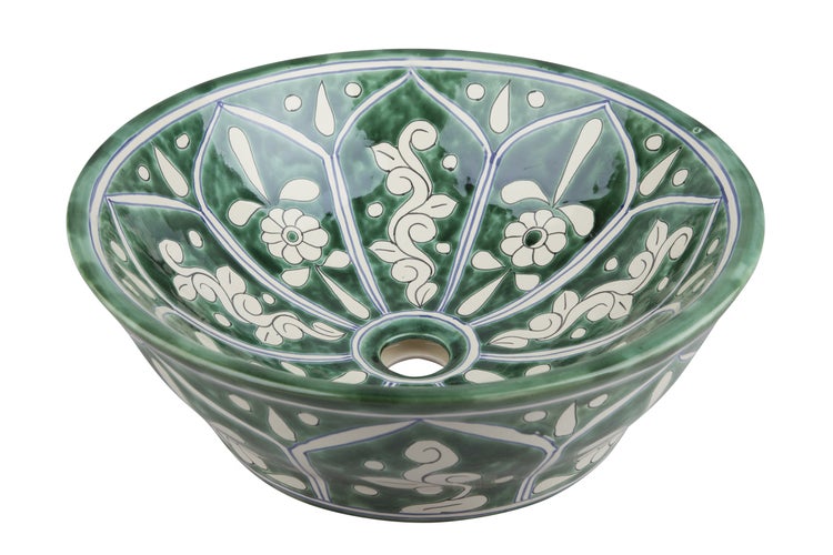 Keramik Waschbecken mit Blumenmuster