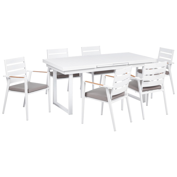 Gartenmöbel Set 6-Sitzer VALCANETTO/TAVIANO inkl. Kissen Metall Grau