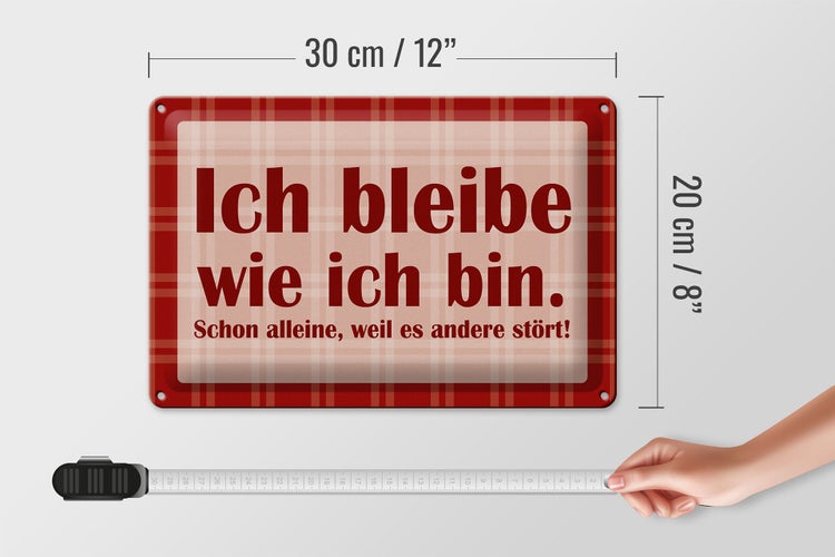 Blechschild Spruch 30x20cm Ich bleibe wie ich bin