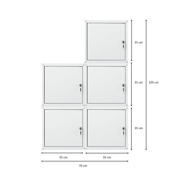 PROREGAL Mega Deal 5x Schließfachwürfel Cubic HxBxT 35 x 35 x 35 cm Grau