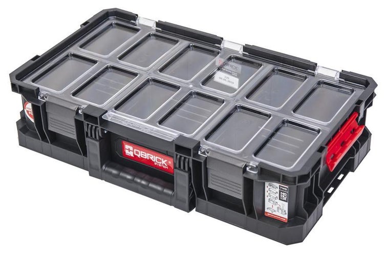 PROREGAL QBRICK Sortimentskasten Two HxBxT 31 x 47 x 13 cm 38 Liter Mit Deckgriff Mit Klemmverschlüsse Schwarz
