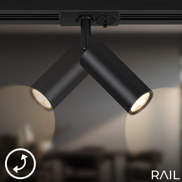 Briloner Rail Schienensystem, Komplettset, 4x LED Spots, Dimmbar, Einspeisung, Schwarz, 1,5 m